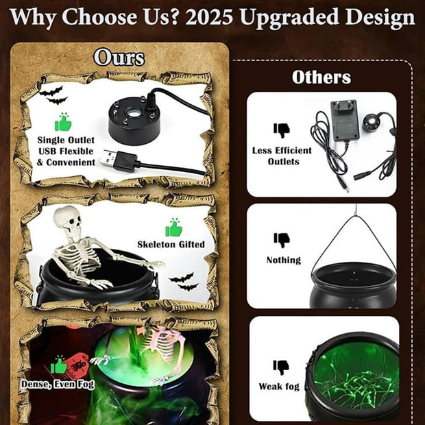 Halloween Decorations Indoor - Cauldron Halloween Decor with Magic Floating Potion Bottles and Diffuser - Black Plastic Witches Bowl Party Decor for Spooky Vintage Home Kitchen Table