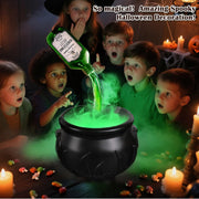 Halloween Decorations Indoor - Cauldron Halloween Decor with Magic Floating Potion Bottles and Diffuser - Black Plastic Witches Bowl Party Decor for Spooky Vintage Home Kitchen Table