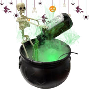 Halloween Decorations Indoor - Cauldron Halloween Decor with Magic Floating Potion Bottles and Diffuser - Black Plastic Witches Bowl Party Decor for Spooky Vintage Home Kitchen Table