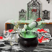 Halloween Decorations Indoor - Cauldron Halloween Decor with Magic Floating Potion Bottles and Diffuser - Black Plastic Witches Bowl Party Decor for Spooky Vintage Home Kitchen Table